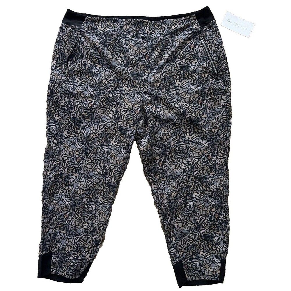 Athleta Trekkie North Tapered Joggers Pants Kinetic Abstract Print Athleisure 22